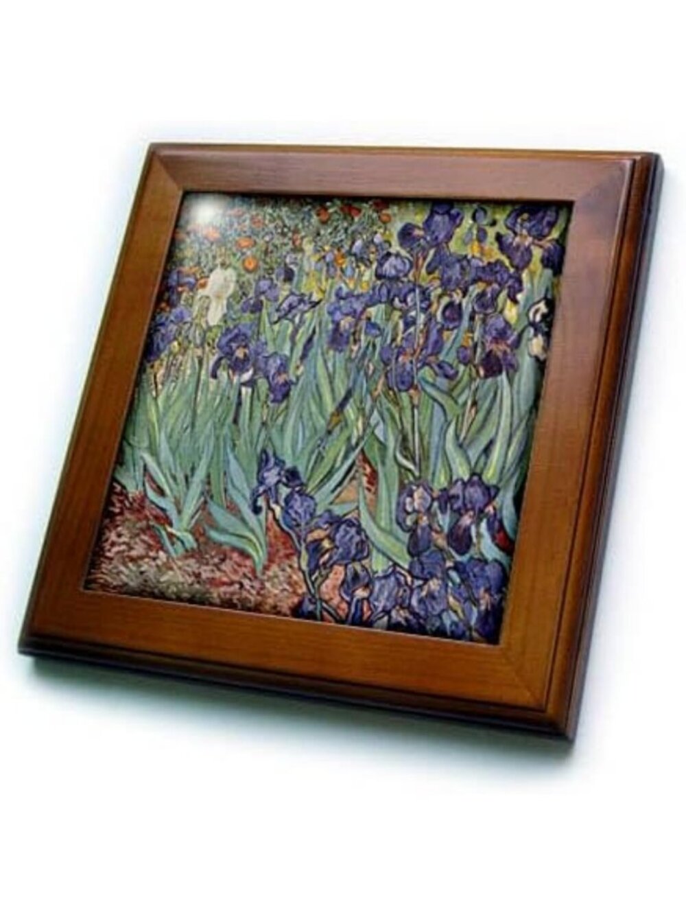 Framed 8x8 Tile Art - Van Gogh Irises Floral Decor for Weddings & Anniversaries